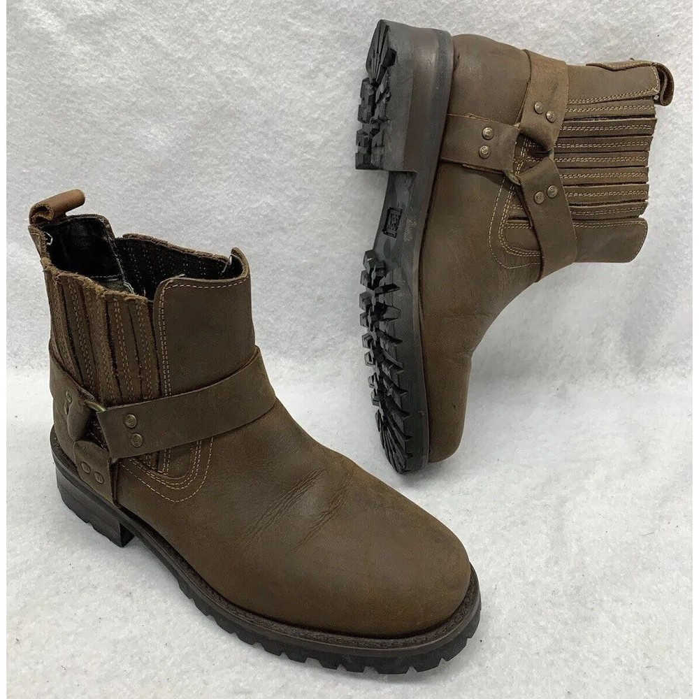 GBX Men's Size 7 Motorcycle Leather Harness Boots Brown